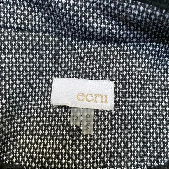 Ecru Dotted Knit Boyfriend Blazer Size 12 Black White Rib Collar Jacket - Picture 14 of 16